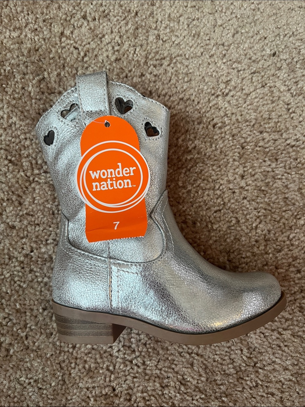 NWT Wonder Nation Silver Heart Western Boots